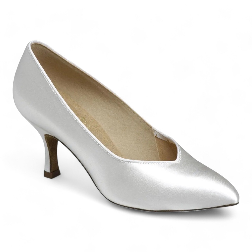 Modell 1002 White Satin mit 2,5"-Flare-Absatz (SALE)