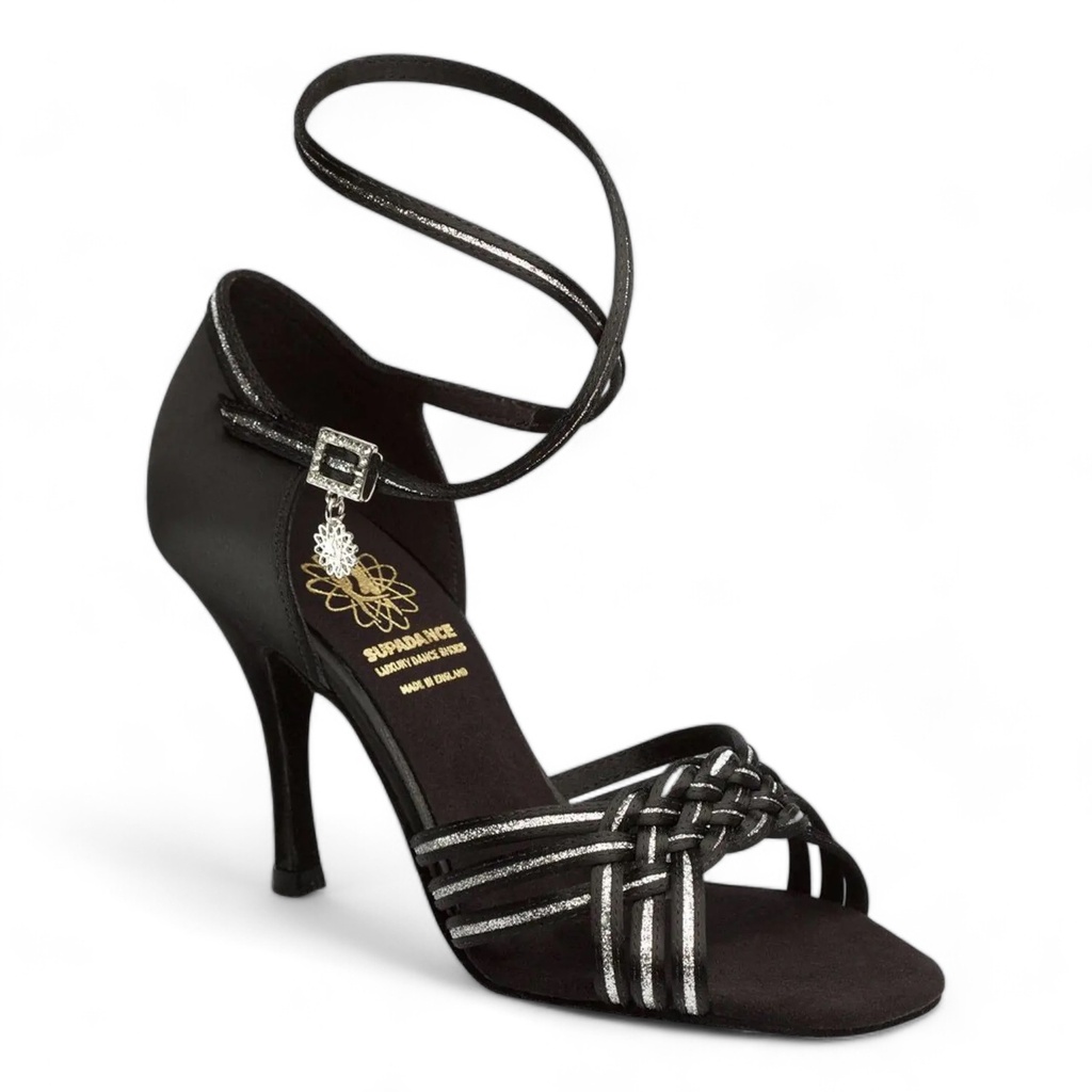 Style 1178 Black Satin / Silver Shimmer (2,5" (6,3 cm), Contour, normal, UK 2,0 (ca, EU 34), non vegan)